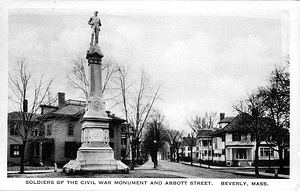Soldiers of the Civil War monument and Abbott Street, Beverly, Mass.