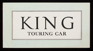 King Touring Car, King Motor Car Company, Detroit, Michigan