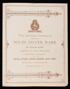 Gorham Company's exhibit of solid silver ware of sterling purity, centre of main building, Centennial Exhibition, Philadelphia, Pennsylvania