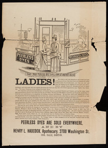 Circulars for Peerless Dyes, location unknown, 1880s