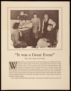 "It was a Great Event," how Joe's ideal won father, Deming Marvel Water System, Deming Company, Salem, Ohio