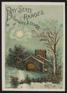 Trade card for Bay State Ranges, Furnaces & Stoves, manufactured by the Barstow Stove Co., 56 Union Street, Boston, Mass. and sold by S.A. Peck, Ludlow, Vt., 1887