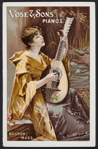 Trade card for Vose & Sons, pianos, Boston, Mass., 1890