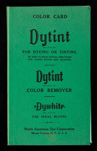 Color card, Dytint for dyeing or tinting, Dytint Color Remover, Dywhite, North American Dye Corporation, Mount Vernon, New York