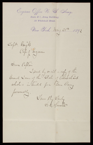 D. C. Houston to Thomas Lincoln Casey, May 21, 1892
