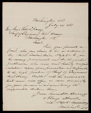 Alonzo Houck to Thomas Lincoln Casey, July 24, 1888