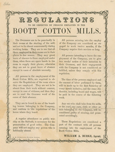 Regulations to be Observed by Persons Employed in the Boott Cotton Mills