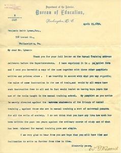 Letter from William Torrey Harris to Benjamin Smith Lyman