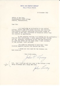 Letter from John P. Lucey to Massachusetts State College