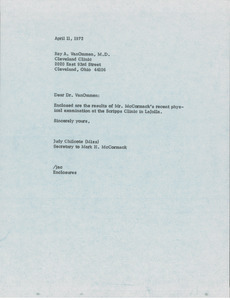 Letter from Judy Chilcote to Ray A. VanOmmen