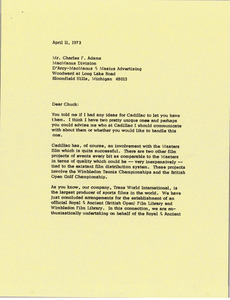 Letter from Mark H. McCormack to Charles F. Adams