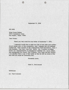 Letter from Mark H. McCormack to Nancy Richey