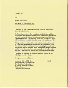 Memorandum from Mark H. McCormack to travel file