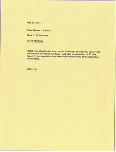 Memorandum from Mark H. McCormack to John Webber