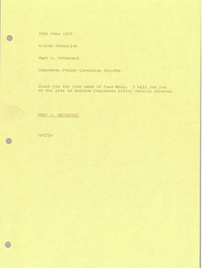 Memorandum from Mark H. McCormack to Arthur Rosenblum