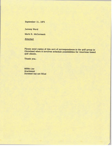 Memorandum from Mark H. McCormack to Jeremy Ward