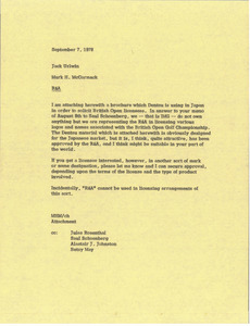 Memorandum from Mark H. McCormack to Jack Urlwin