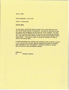 Memorandum from Mark H. McCormack to Jules Rosenthal