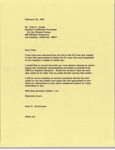 Letter Mark H. McCormack to John C. Argue