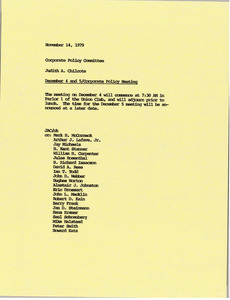 Memorandum from Judith A. Chilcote to the Corporate Policy Committee