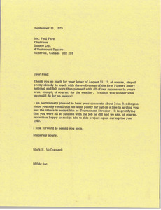 Letter from Mark H. McCormack to Paul Pare