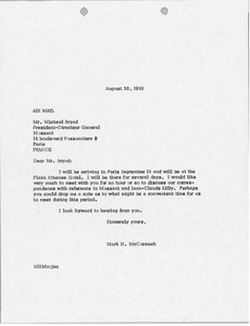 Letter from Mark H. McCormack to Michael Argod