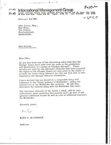 Letter from Mark H. McCormack to John Curry