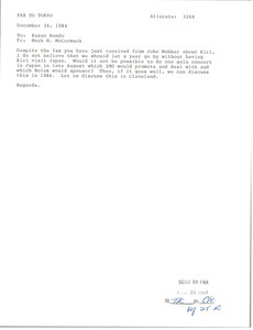 Fax from Mark H. McCormack to Kazuo Kondo