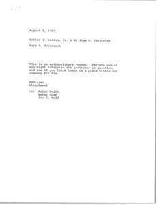 Memorandum from Mark H. McCormack to Arthur J. Lafave Jr.