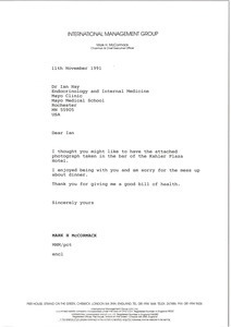 Letter from Mark H. McCormack to Ian Hay