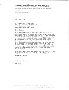 Letter from Mark H. McCormack to Frank D. Tatum, Jr.