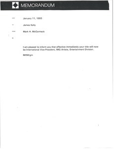 Memorandum from Mark H. McCormack to James Kelly