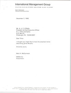 Letter from Mark H. McCormack to A. J. F. O'Reilly