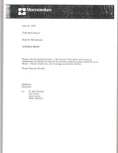 Memorandum from Mark H. McCormack to Todd McCormack