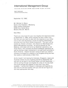 Letter from Mark H. McCormack to Michael A. Ribero