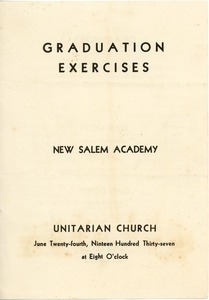 Program for the 1937 graduation exercises at New Salem Academy