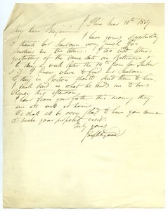 Letter from Joseph Lyman to Benjamin Smith Lyman