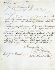 Letter from L. D. Amory to Joseph Lyman