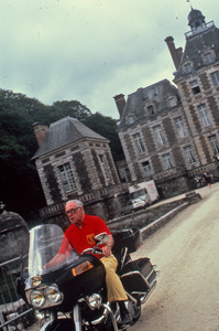 Malcolm Forbes on his Harley Davidson