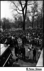 Marchers commemorating Martin Luther King, Boston Common, gathered below the State House