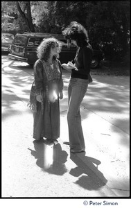 Usha (Cathy Brown) and Sara Davidson standing in the driveway