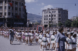Girls marching at Tito's birthday parade