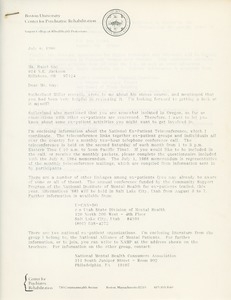 Letter from Judi Chamberlin to Hazel Gay