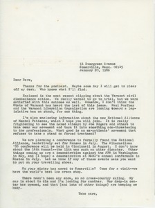 Letter from Judi Chamberlin to Dave Joseph