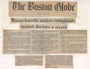 Massachusetts makes complaints against doctors a secret