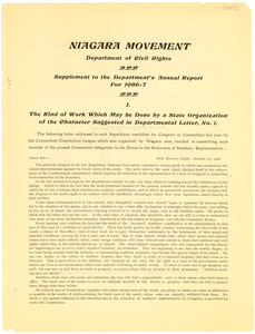 Niagara Movement Department of Civil Rights, supplement to the department's annual report for 1906-7