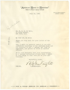 Letter from American Minds in Miniature to W. E. B. Du Bois