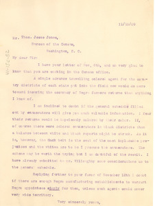 Letter from W. E. B. Du Bois to the United States Census Office