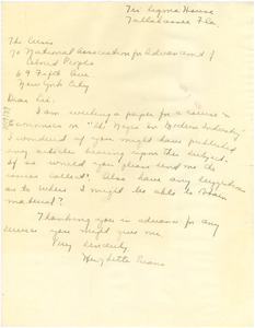 Letter from Hughette Evans to Crisis