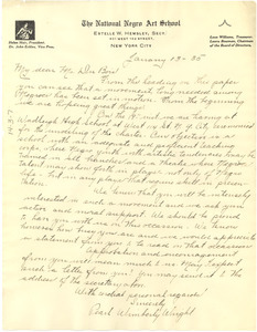Letter from National Negro Art School to W. E. B. Du Bois
